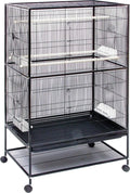 Wrought Iron Flight Cage With Stand, Black L784