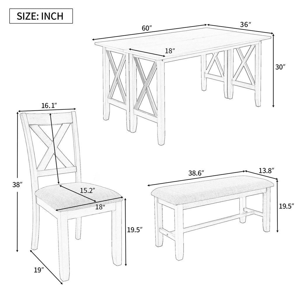 Gray Foldable Dining Table Set for 6 W5565