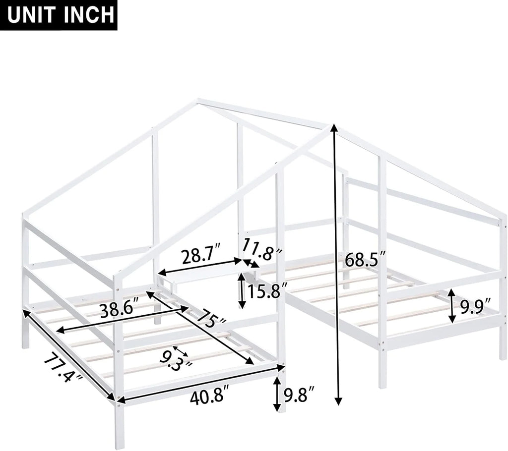 Solid Wood White Kids Bed Frame with Rails P231