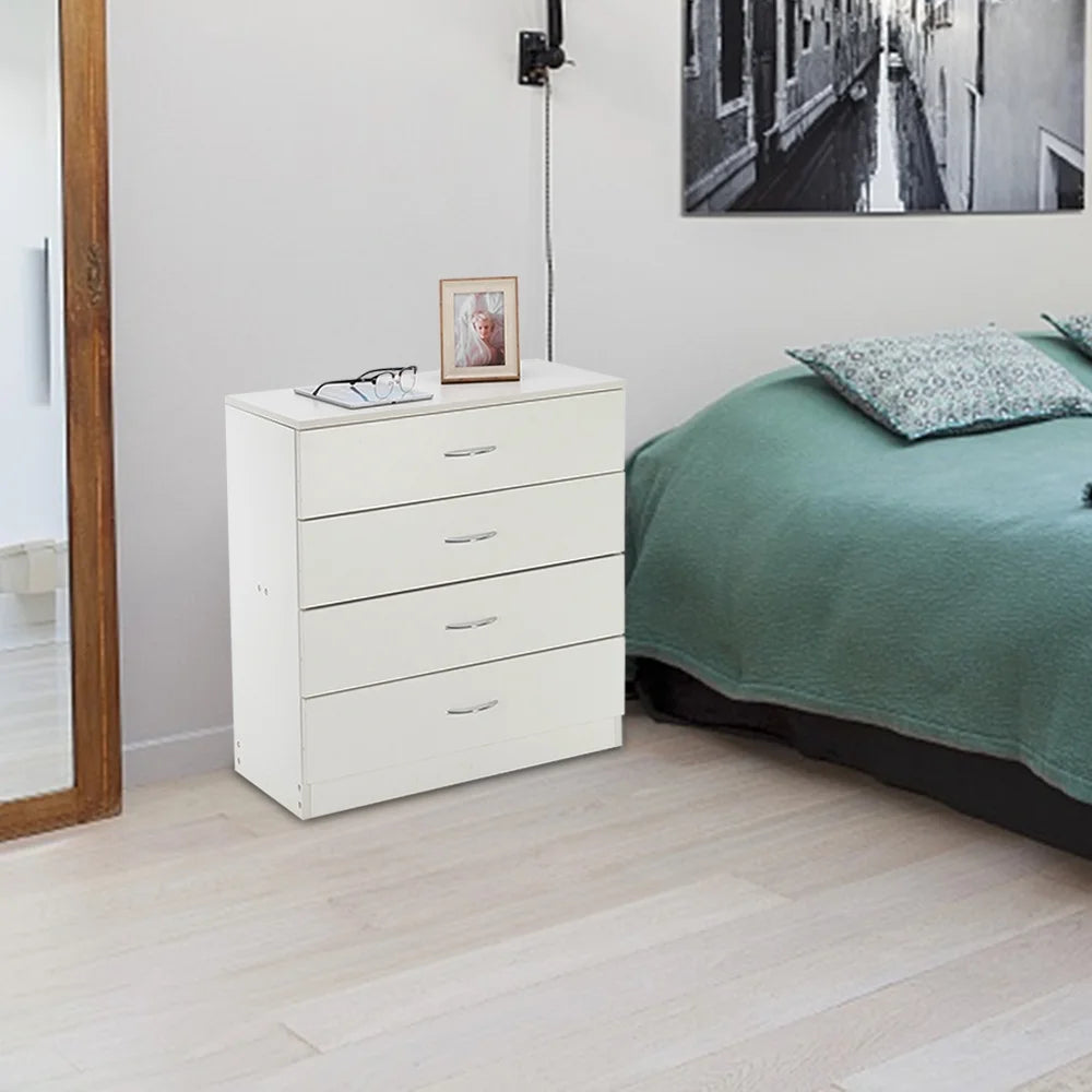 White 4-Drawer Wood Dresser A8612