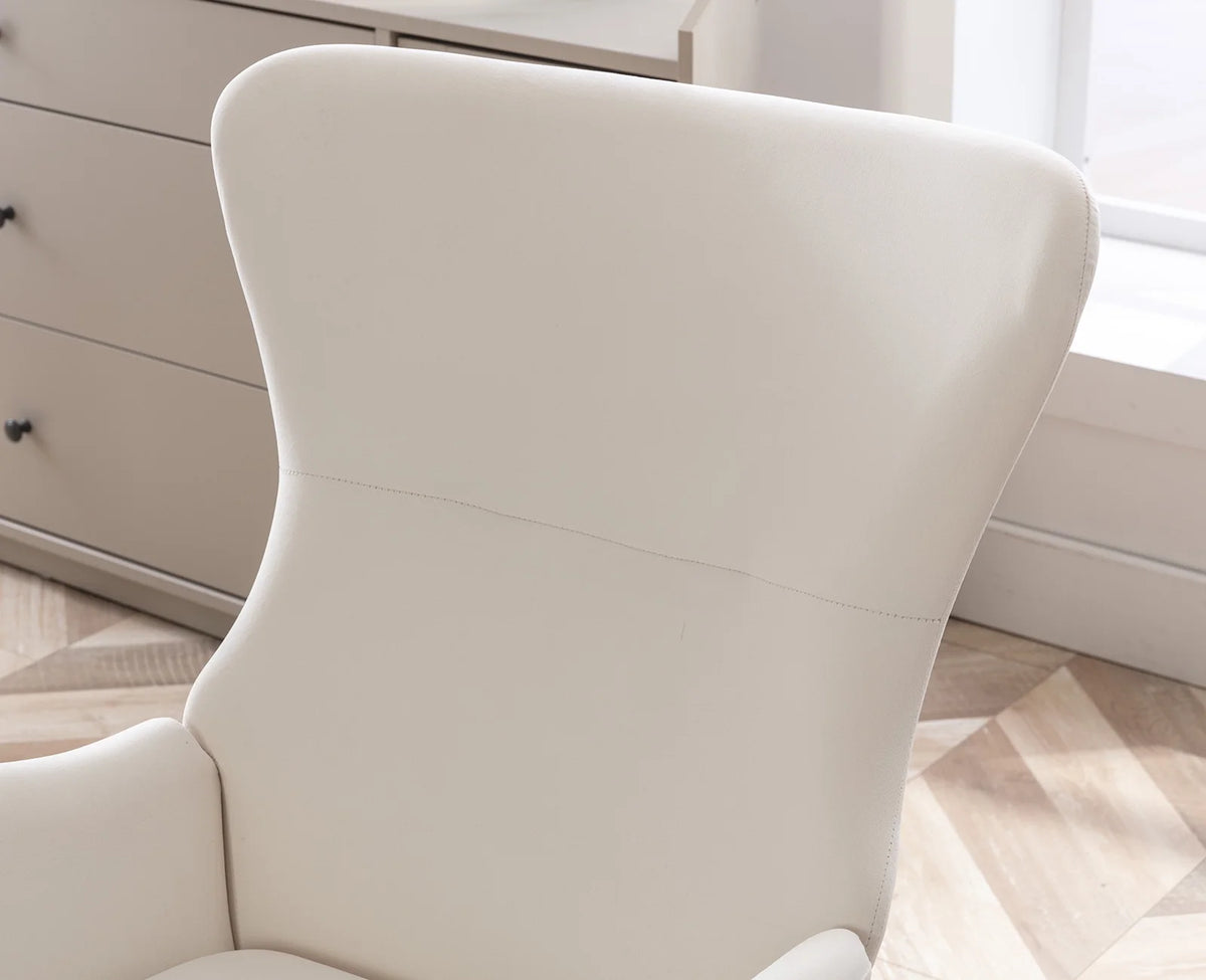 Cream Velvet Wingback Rocking Chair L6308