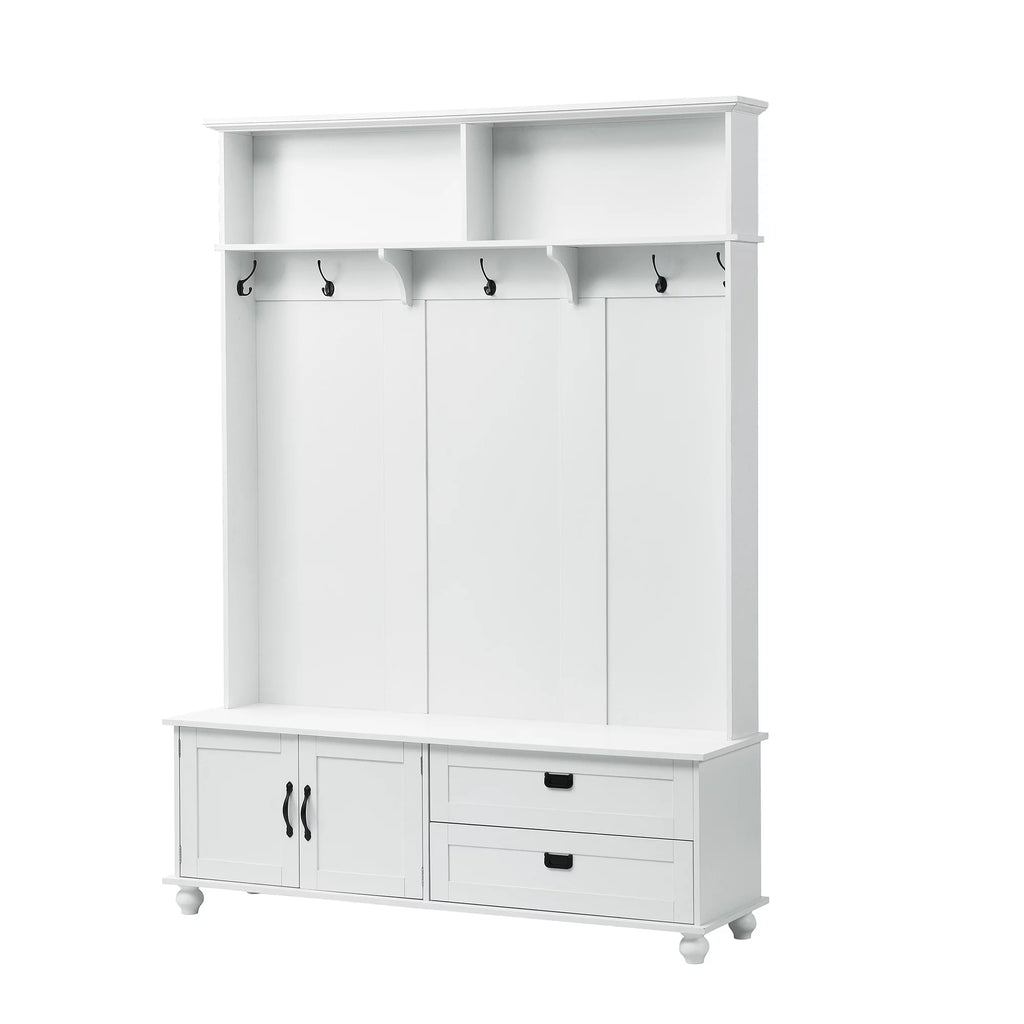White Hall Tree with Storage Cabinet and 2 Drawers Z449588