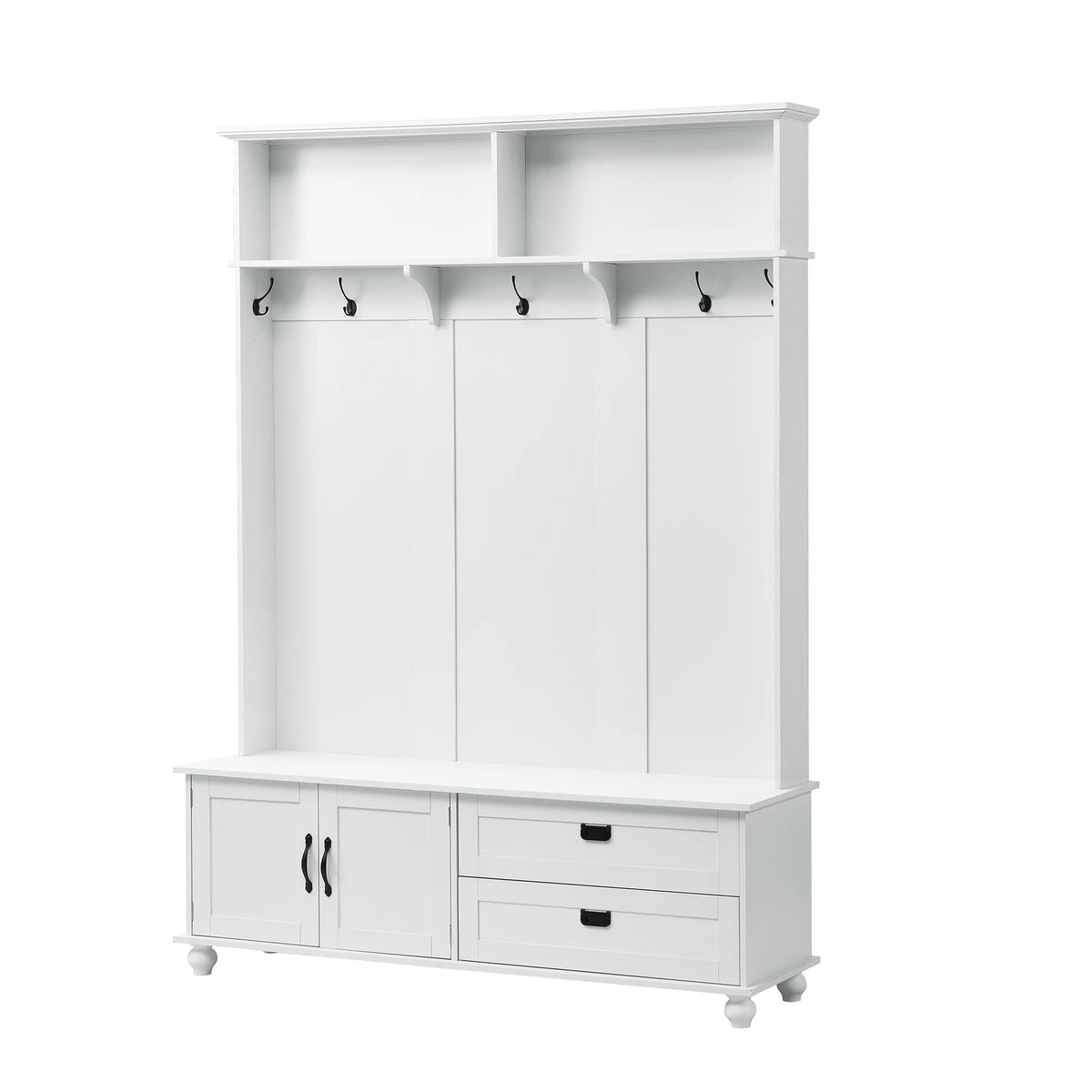 White Hall Tree with Storage Cabinet and 2 Drawers Z449588