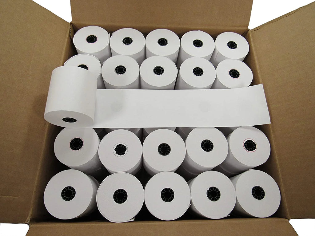 Kitchen Printer Paper 50 Rolls 3" x 165' 1 Ply Bond Non-Thermal Receipt Paper G3137