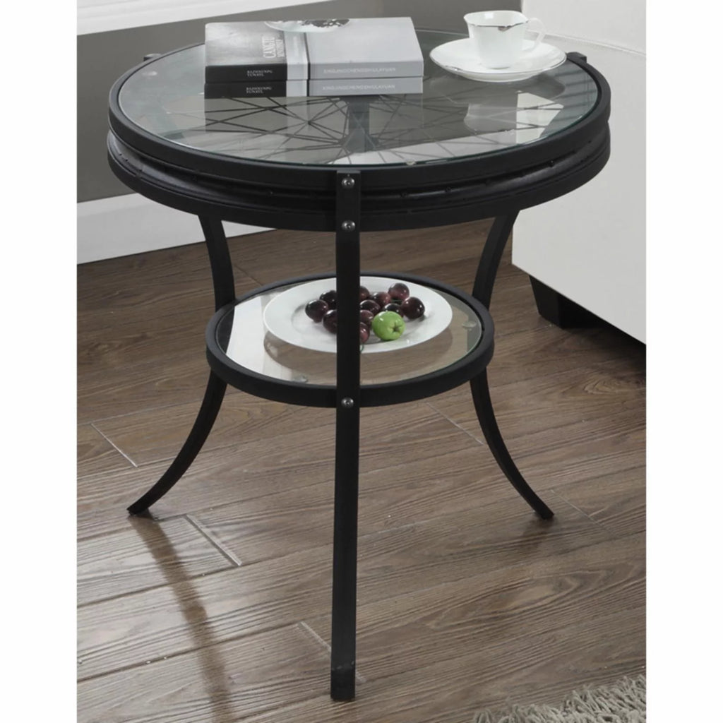 Round Clear Tempered Glass Accent Table D291562