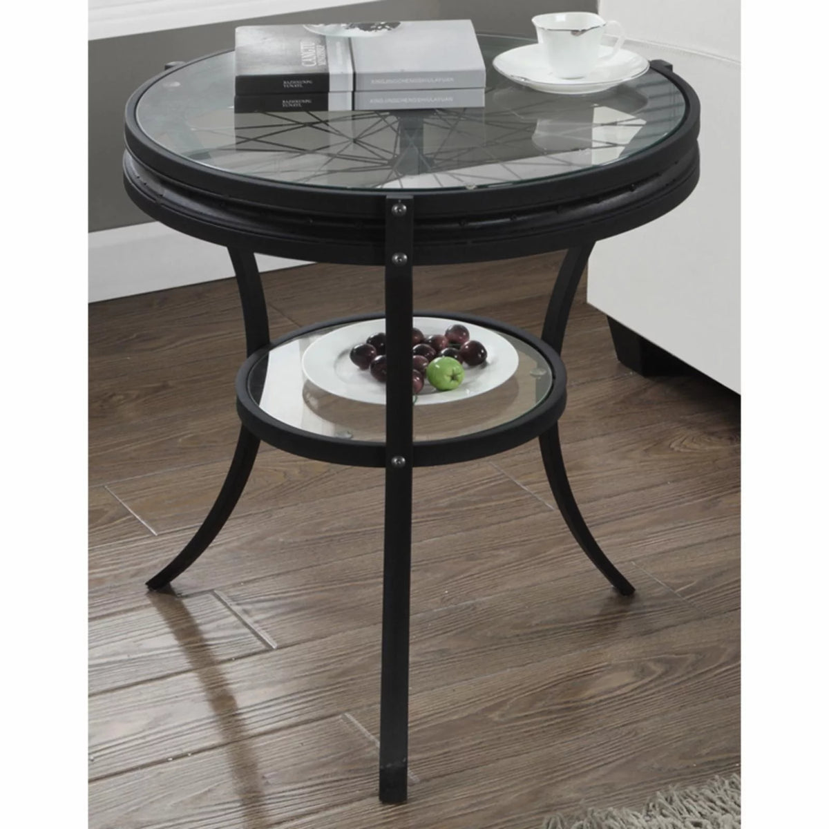 Round Clear Tempered Glass Accent Table D291562