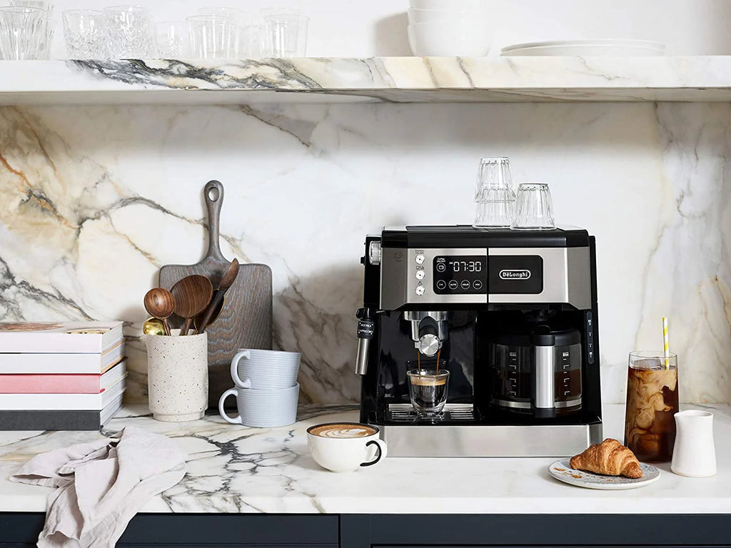 Combination Coffee Maker & Espresso Machine with Milk Frother and Glass Coffee Pot E609428