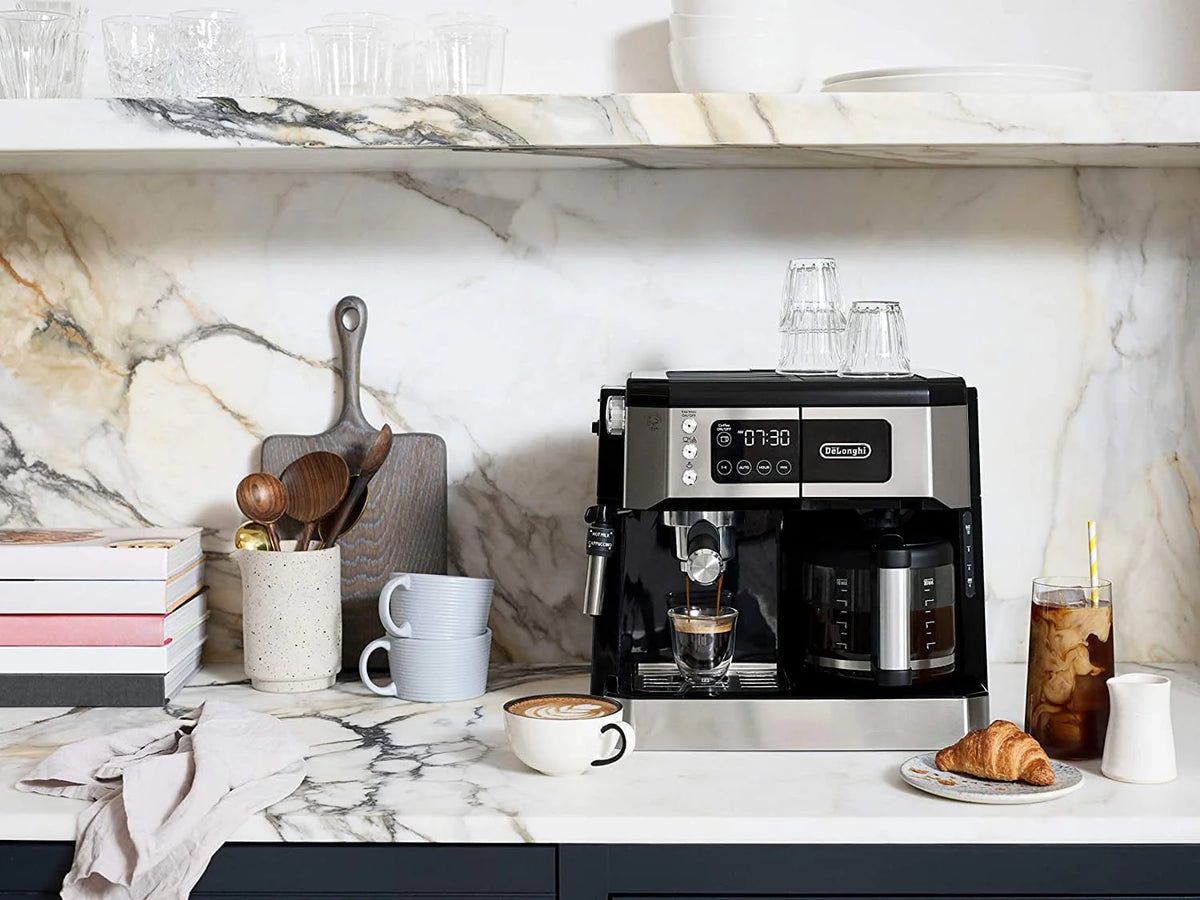 Combination Coffee Maker & Espresso Machine with Milk Frother and Glass Coffee Pot E609428