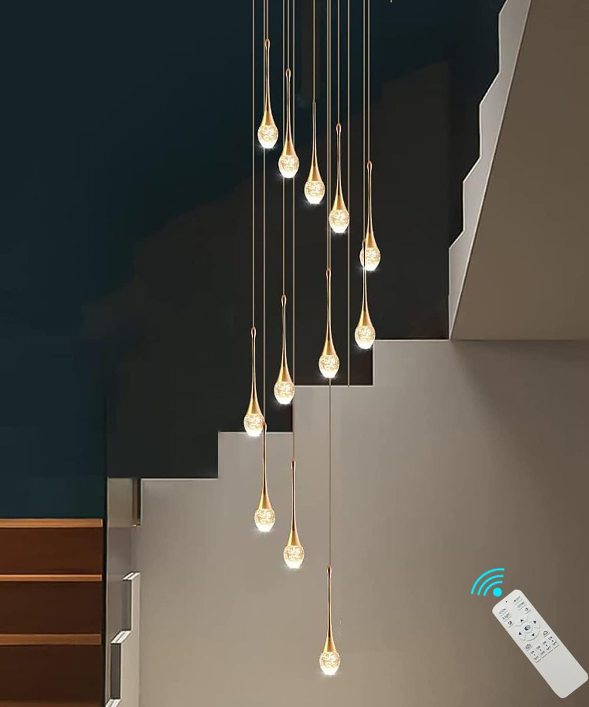 High Ceiling Dimmable Crystal Chandelier with LED Bulb Z1233