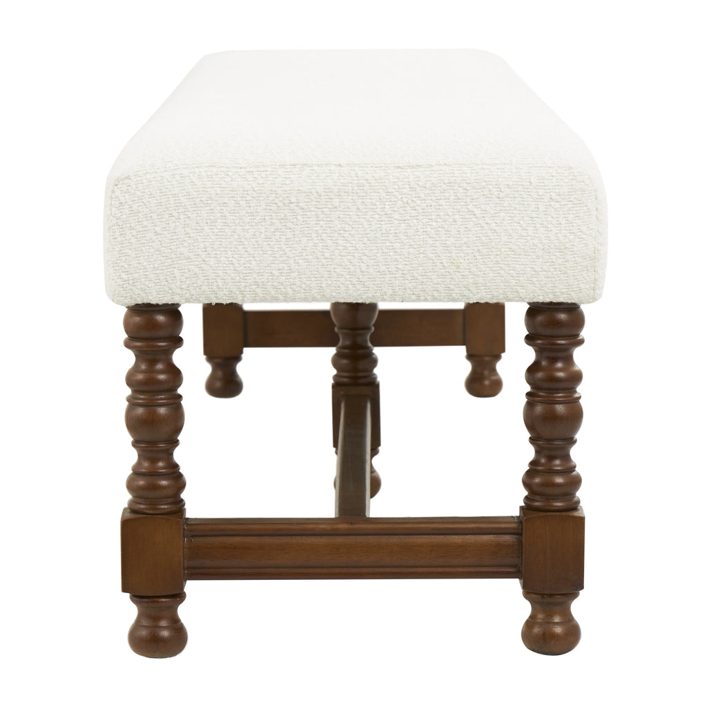 Fabric Bench with Brown Traditional Wood Turned Legs V309581