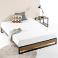 10 Inch Metal and Wood Platform Bed Frame with Wood Slat Support Brown Twin Z9126