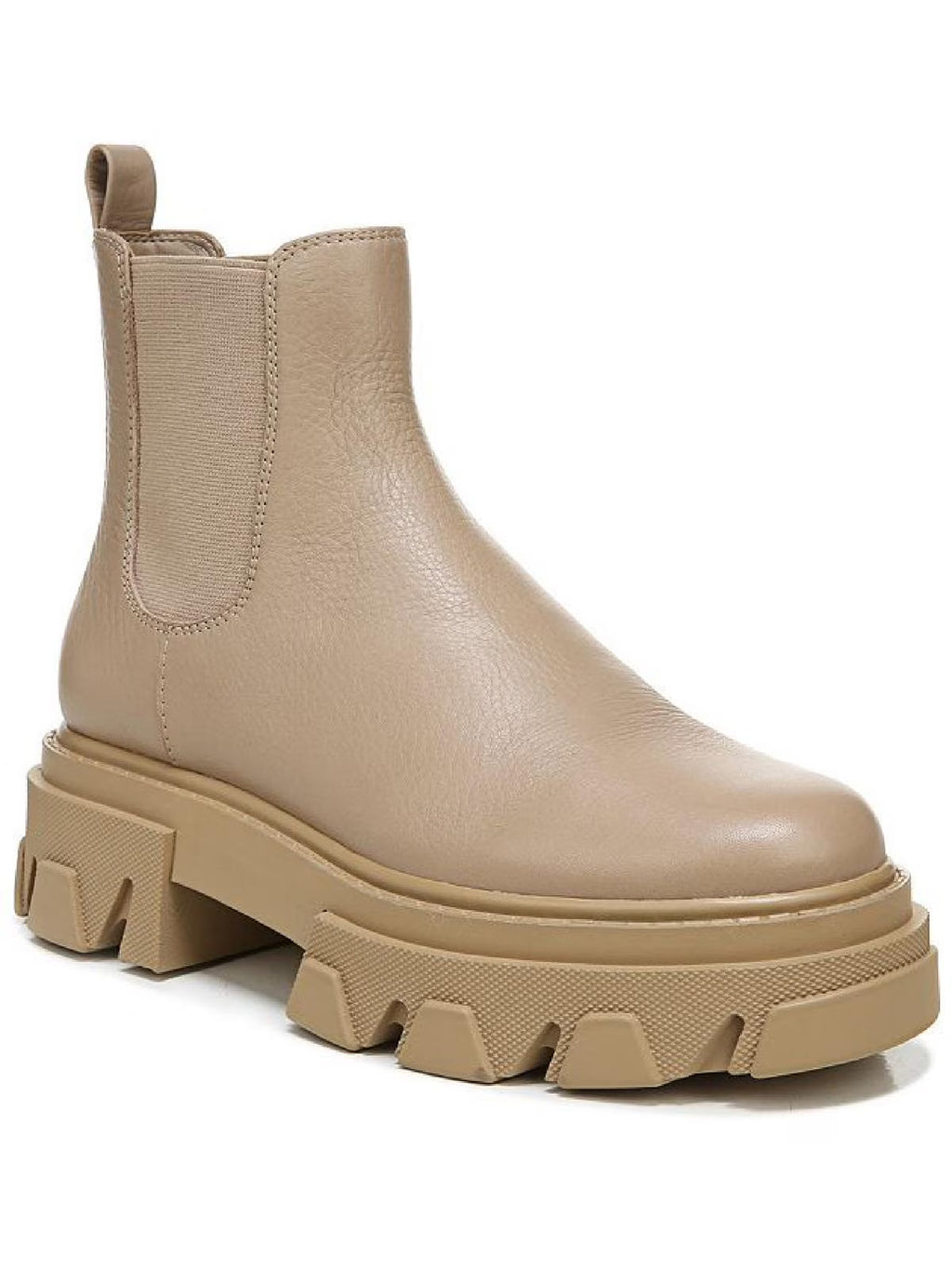 Beige Leather Lug Sole Ankle Boots C1664