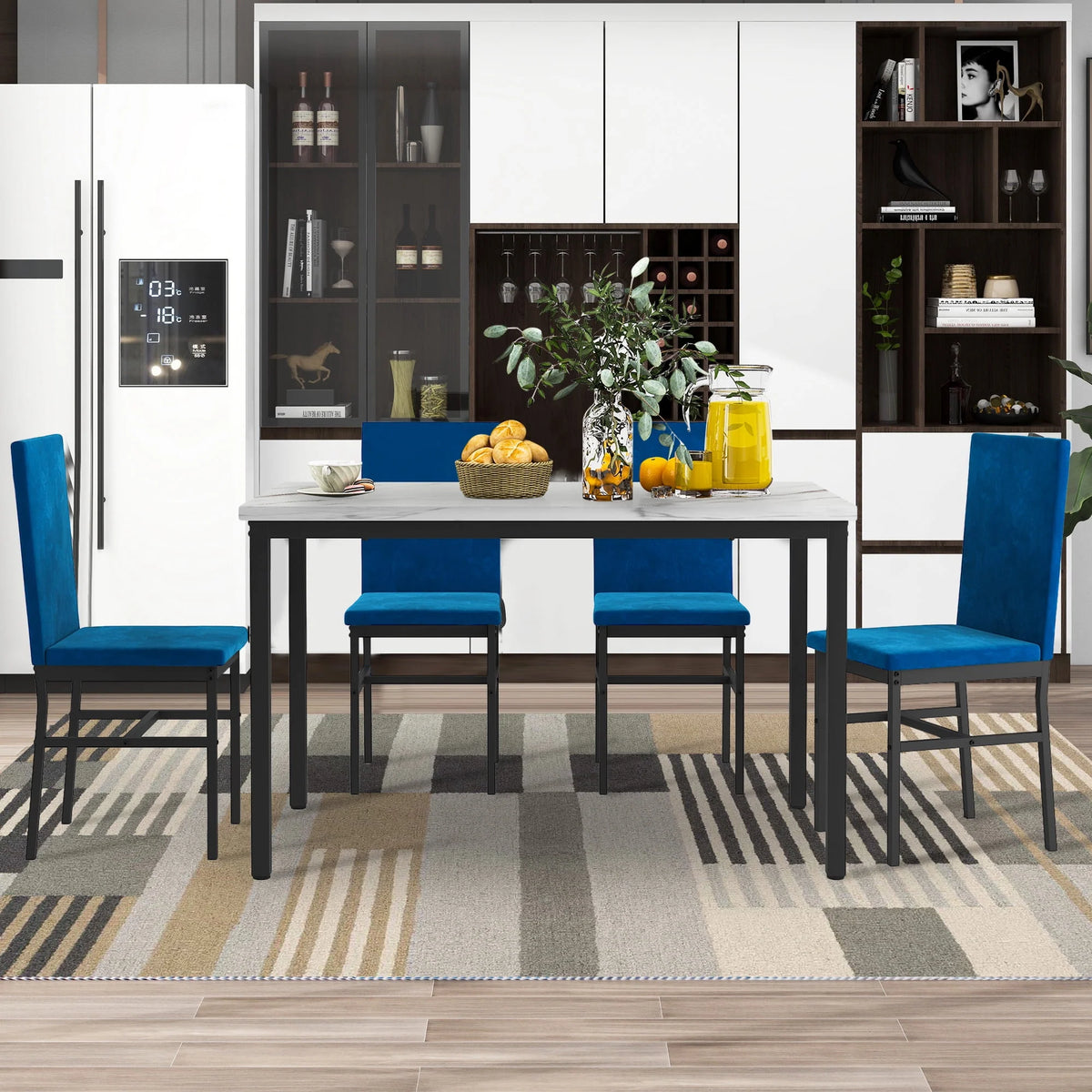 Gray 5-Piece Faux Marble Dining Table Set D709213