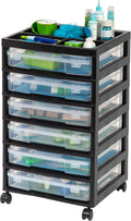 Black 6-Drawer Scrapbook Cart with Organizer Top H188463