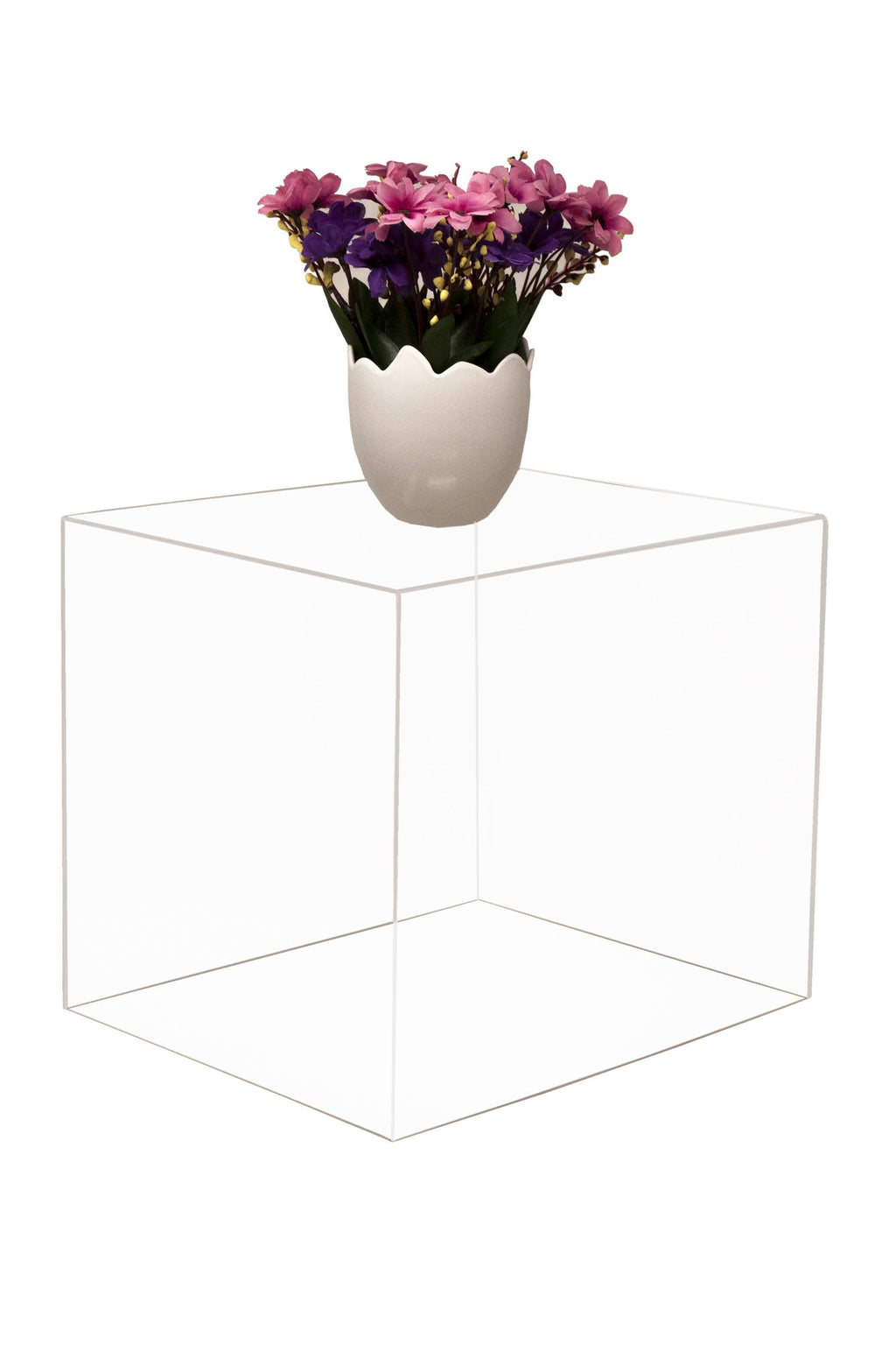 Clear Acrylic Display Case - Medium Rectangle Box with Gold Risers 12.25 inch x 10 inch x 10.5 inch F439209