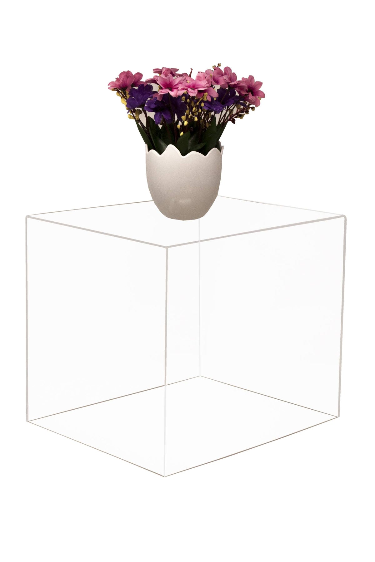 Clear Acrylic Display Case - Medium Rectangle Box with Gold Risers 12.25 inch x 10 inch x 10.5 inch F439209