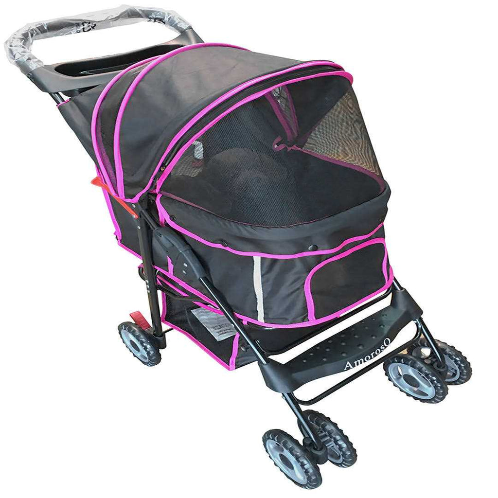 Black Pink Pet Stroller Carrier K364