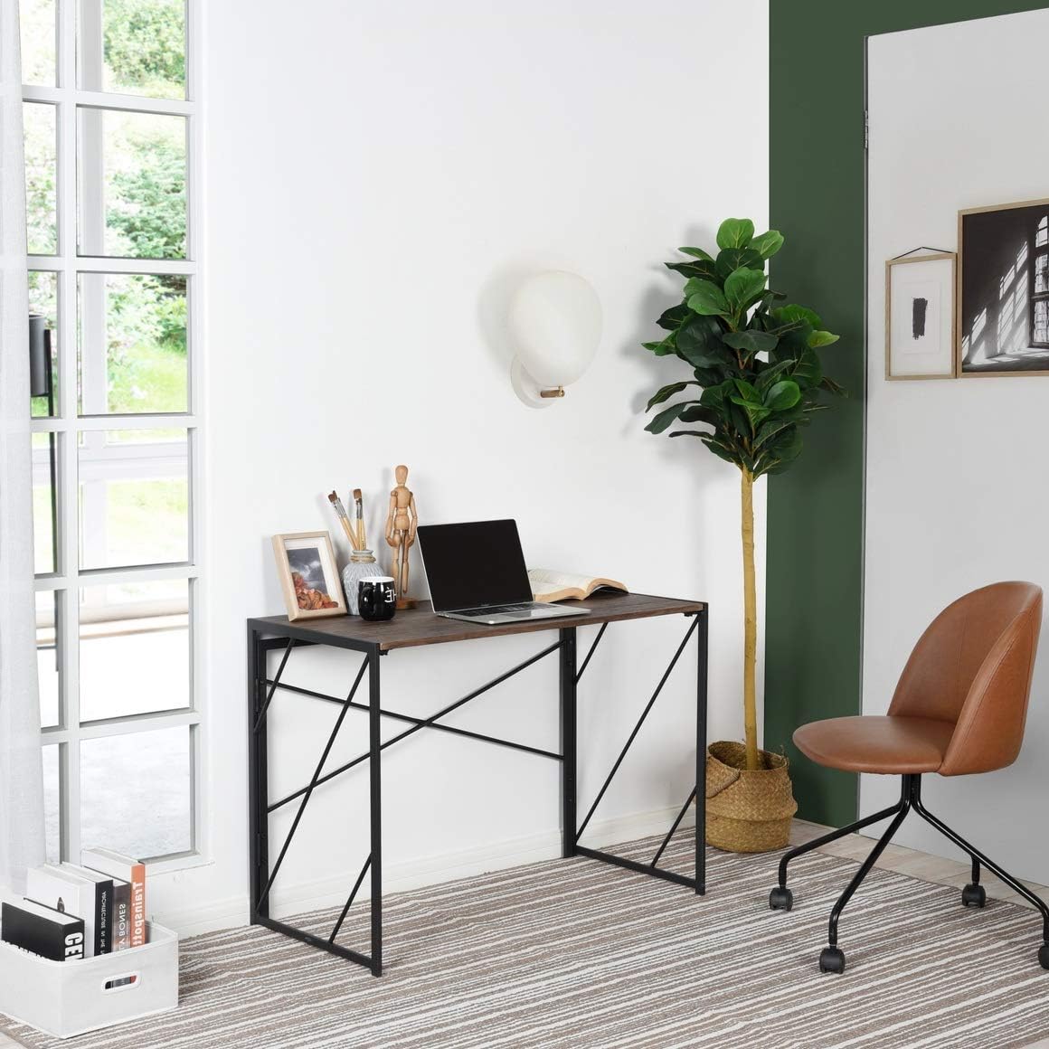Computer Desk with Storage Shelf, Oak White, 39.4x18.9x35.4in, Pack of 2 P475