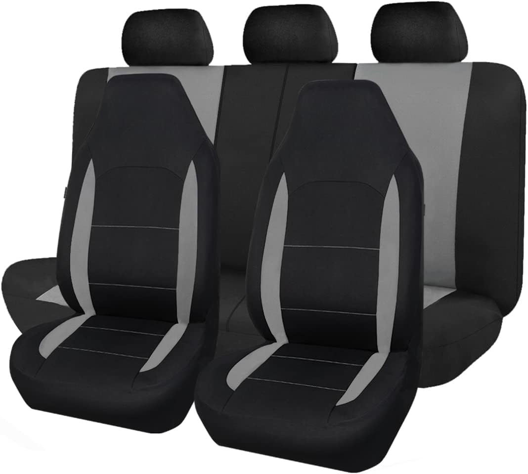 Black Purple Polyester Car Seat Covers Full Set Low Back Pack of 2 H6740