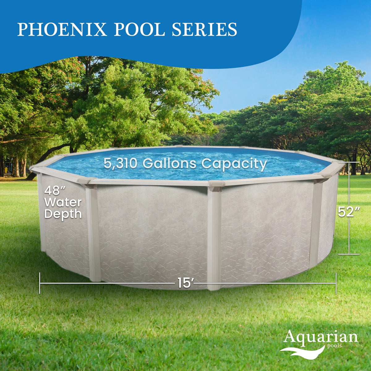15 Foot x 52 Inch Steel Frame Above Ground Swimming Pool H49576