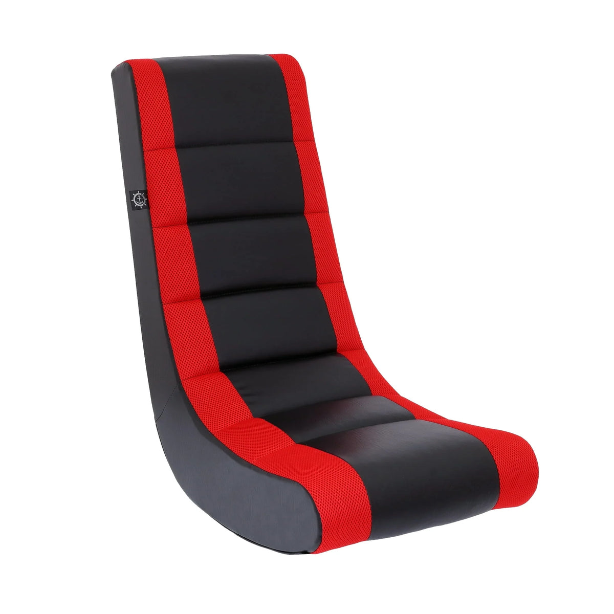 Black Red Faux Leather Polyester Mesh Video Rocker Floor Gaming Chair F761