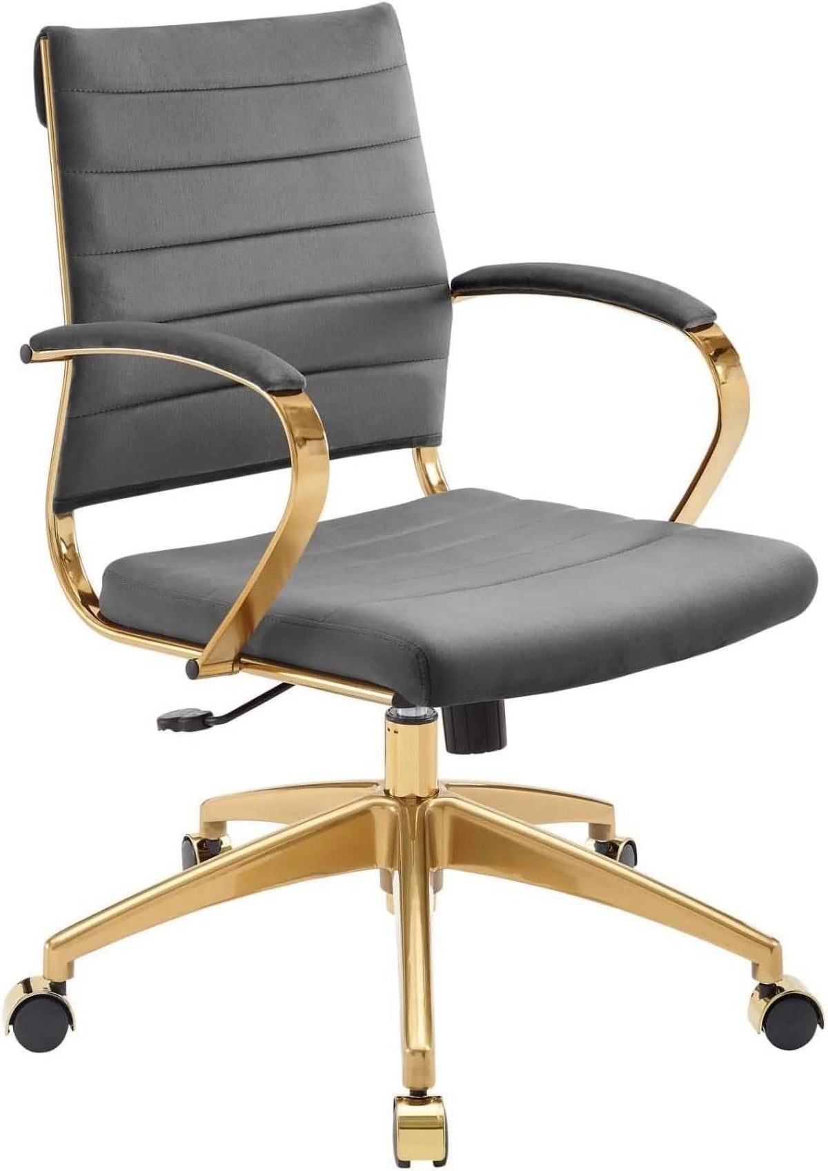 Gray Velvet Swivel Office Chair I287041
