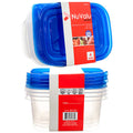 Plastic Container Rectangular 24oz 4pcs with Blue Lid Pack of 24 L5632
