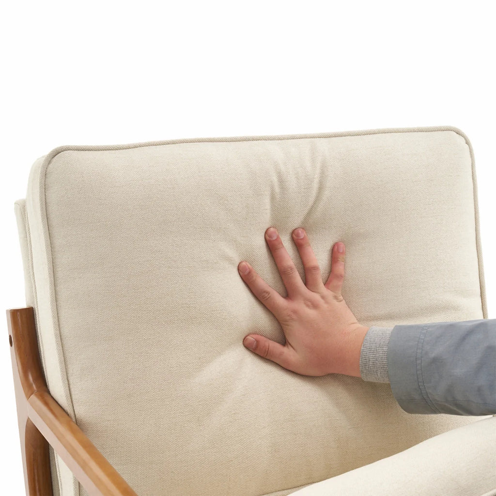 Mid Century Modern Fabric Armchair with Solid Wood Frame U408081