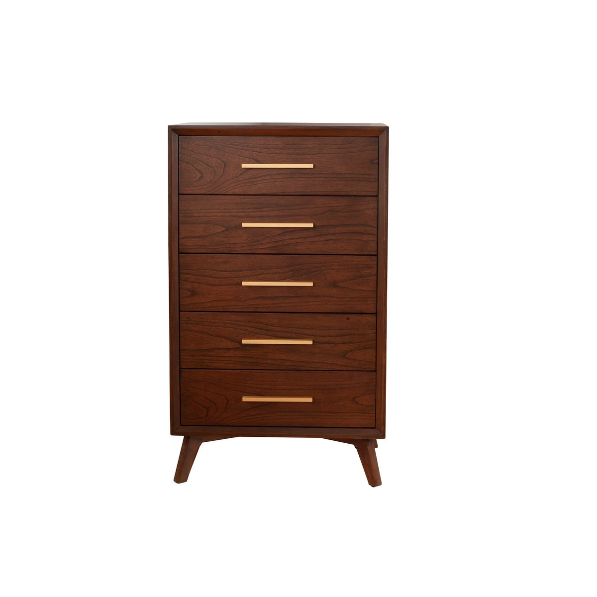 47 Inch Wooden Chest with 5 Drawers Brown K8992