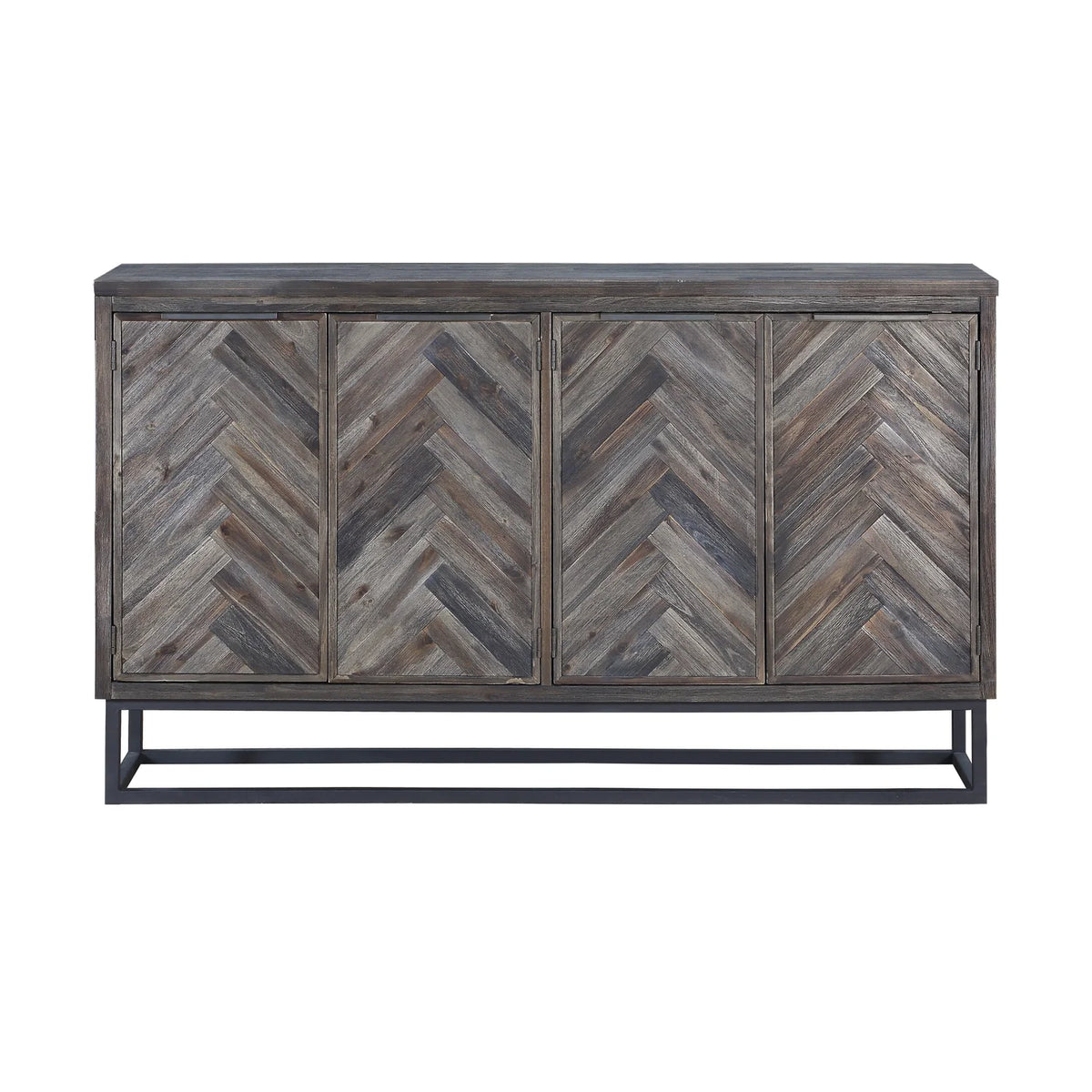 Solid Wood Herringbone 4-Door Credenza D3834