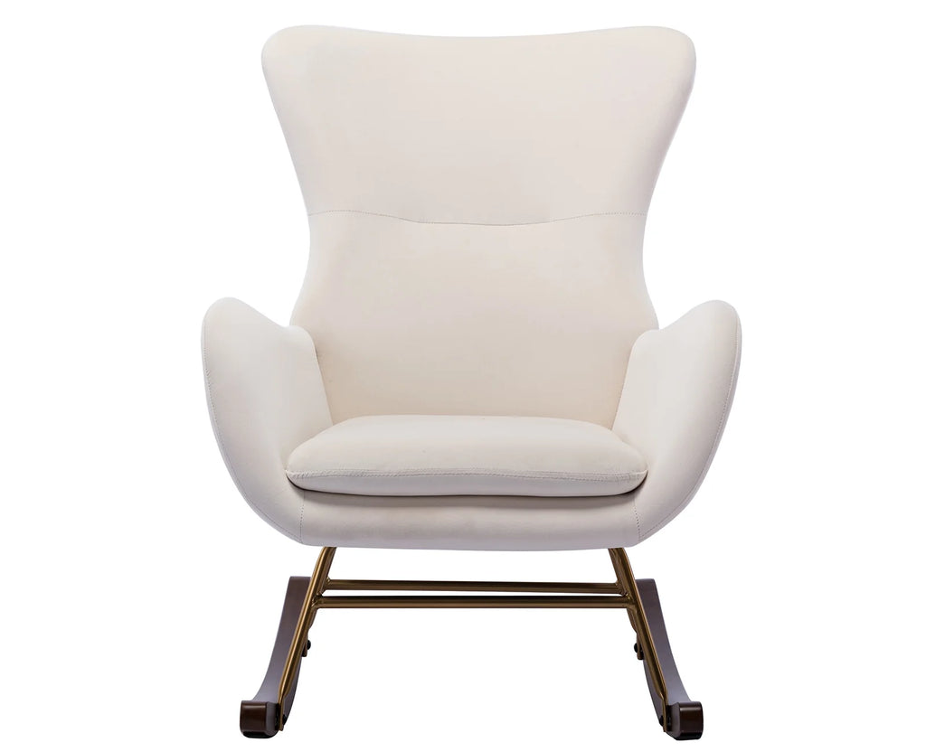 Cream Velvet Wingback Rocking Chair L6308