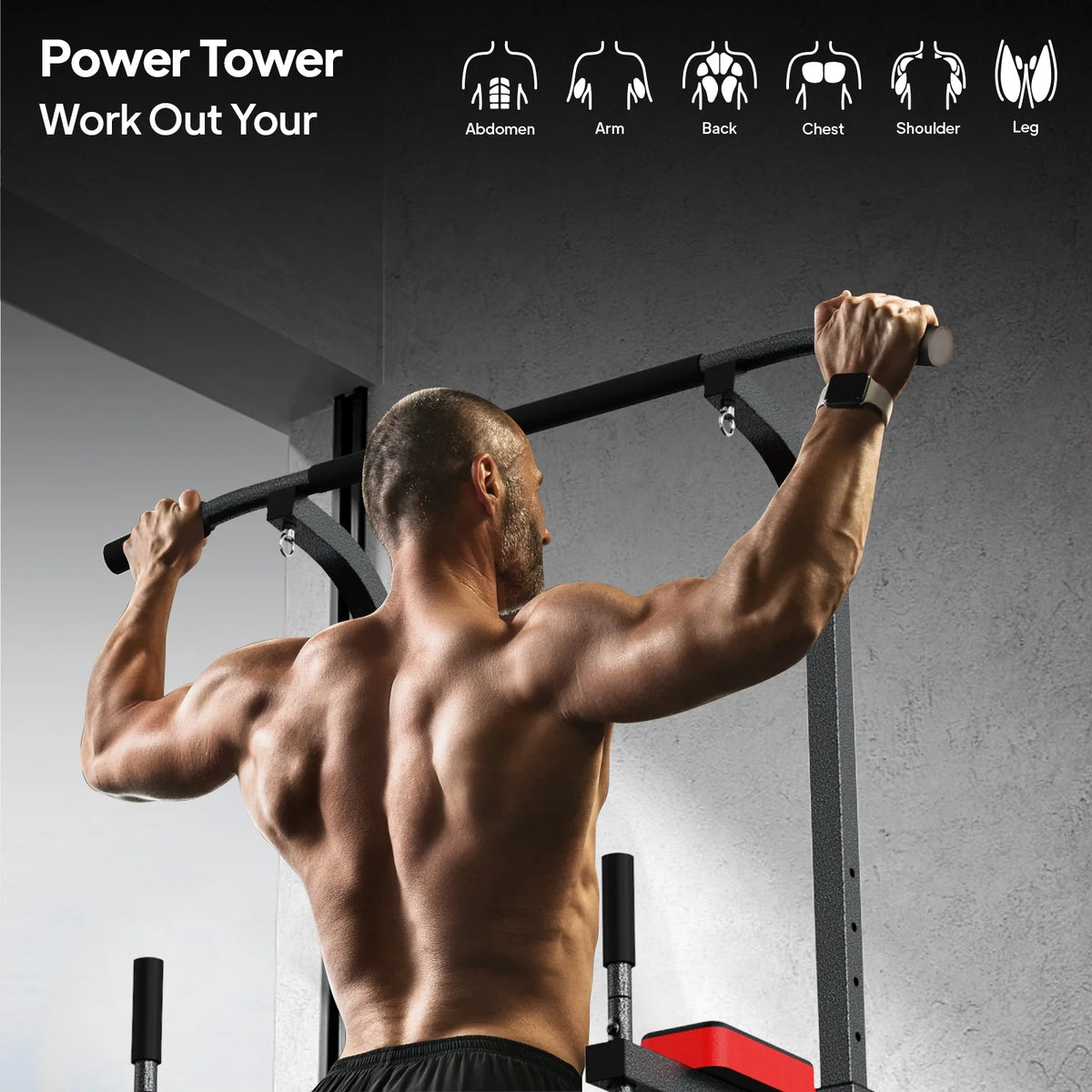 Power Tower Dip Station Pull up Bar 480lbs Z838952