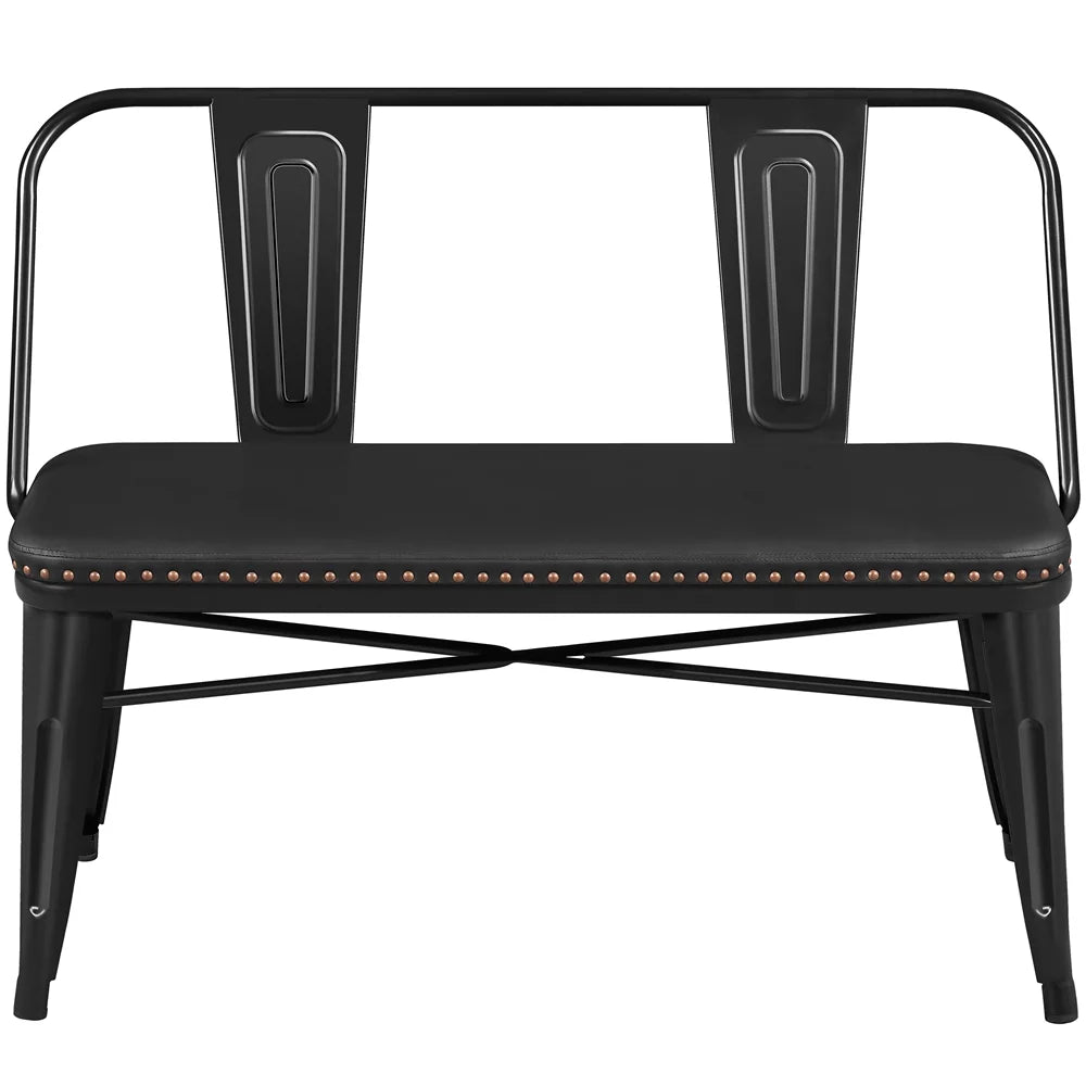 Black Metal Dining Bench with Upholstered Seat W3393