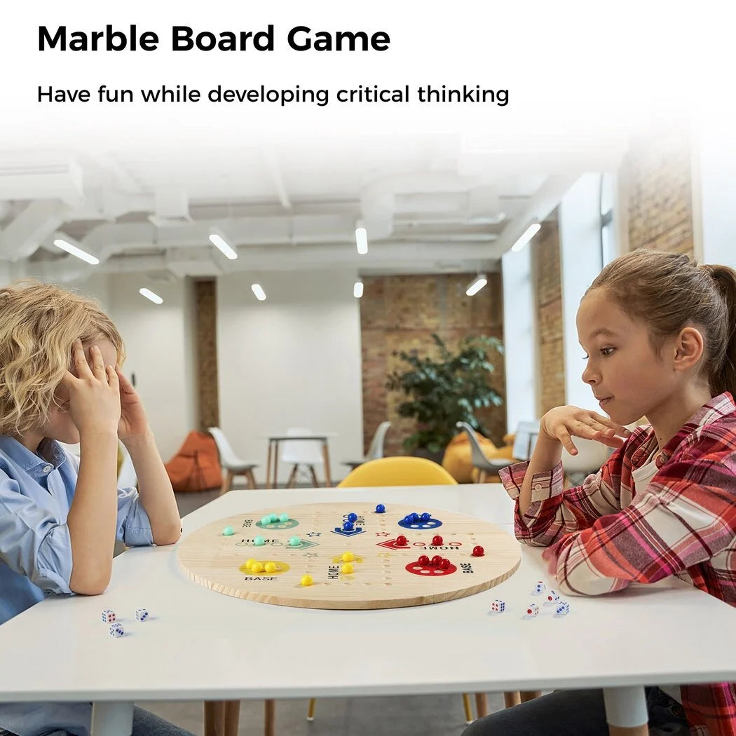 Double-Sided Marble Board Game with 36 Marbles & 8 Dices O359