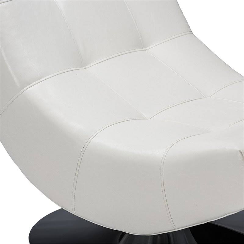 White Faux Leather Swivel Chair with Metal Base S4547