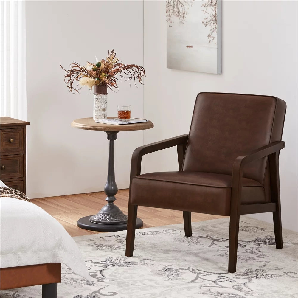 Dark Brown Upholstered Accent Chair U41682