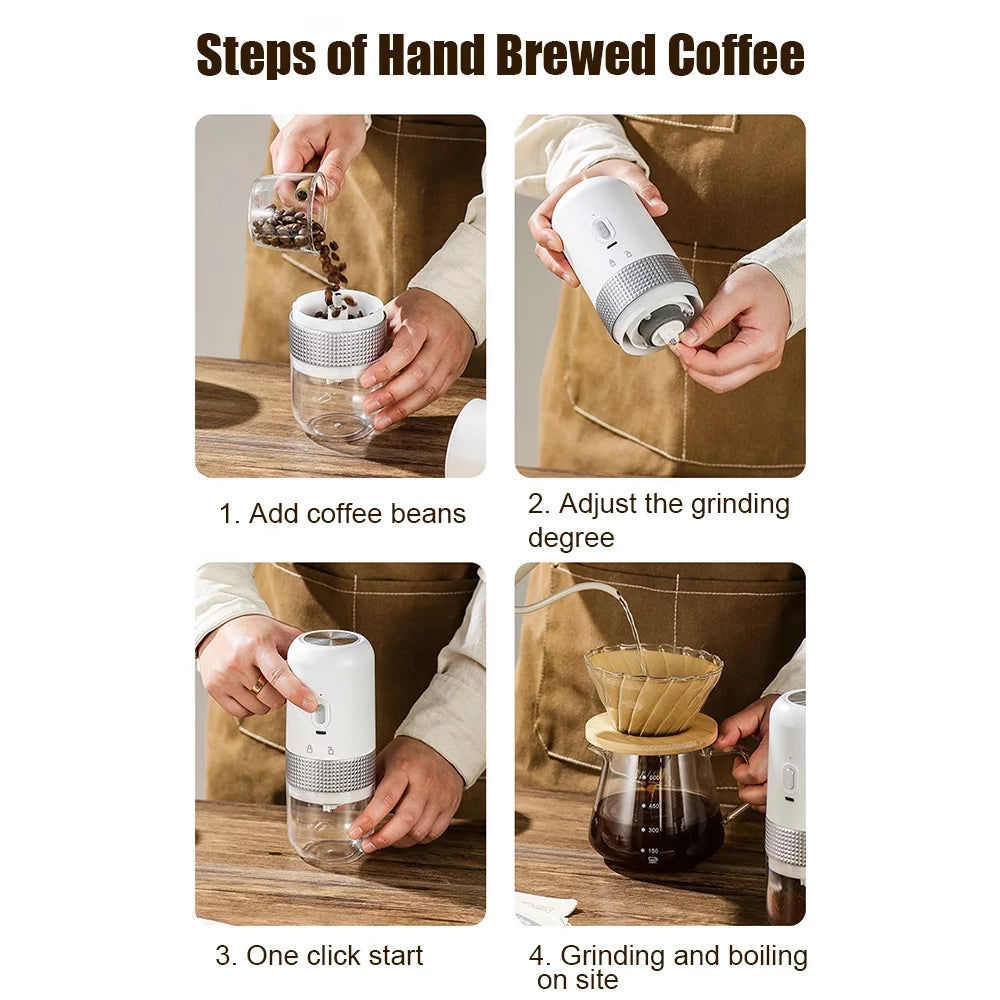 Portable Electric Burr Coffee Grinder 13W 200ml USB Rechargeable Adjustable Cordless Q5010