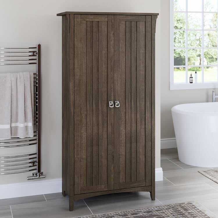 Brown Bathroom Storage Cabinet with Doors W584