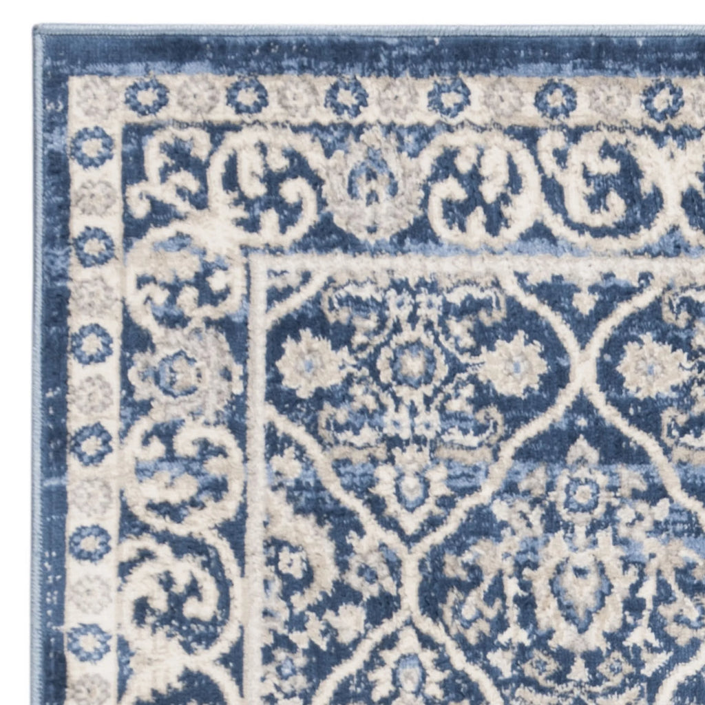 Navy Light Grey Geometric Area Rug D91915
