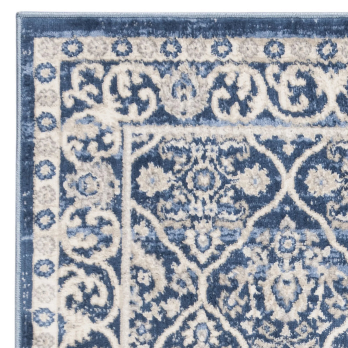 Navy Light Grey Geometric Area Rug D91915
