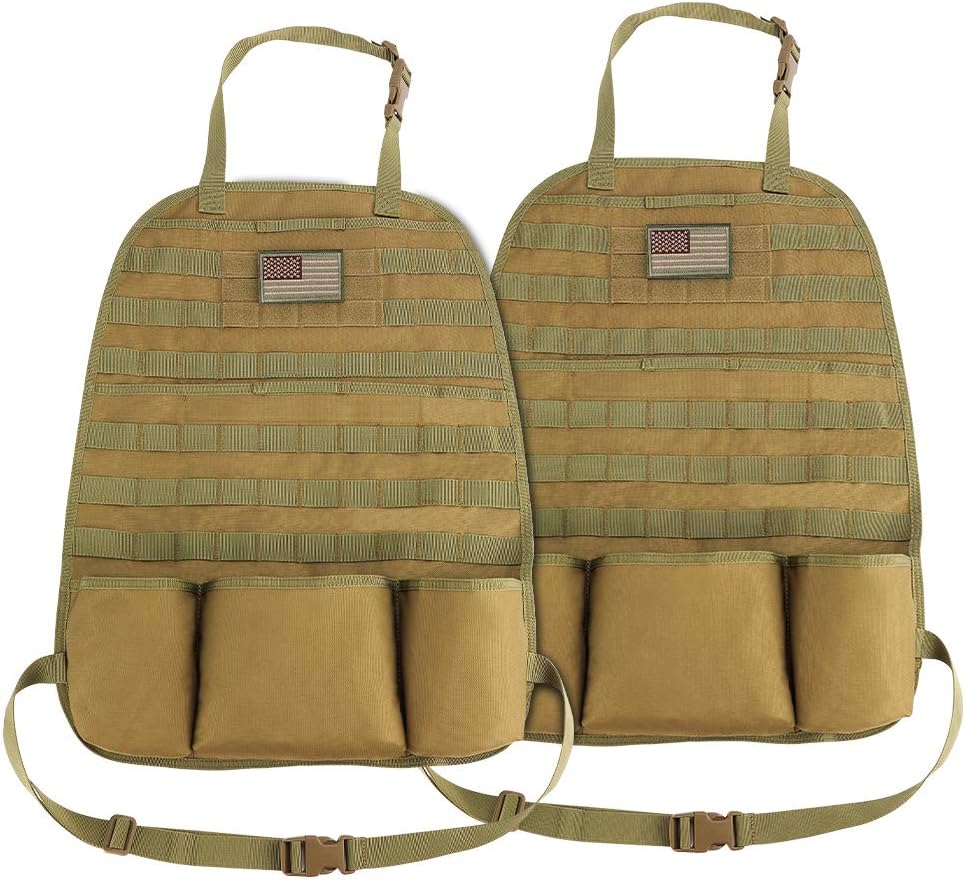 Black Tactical Molle Car Seat Back Organizer with 3 Storage Pouch G949