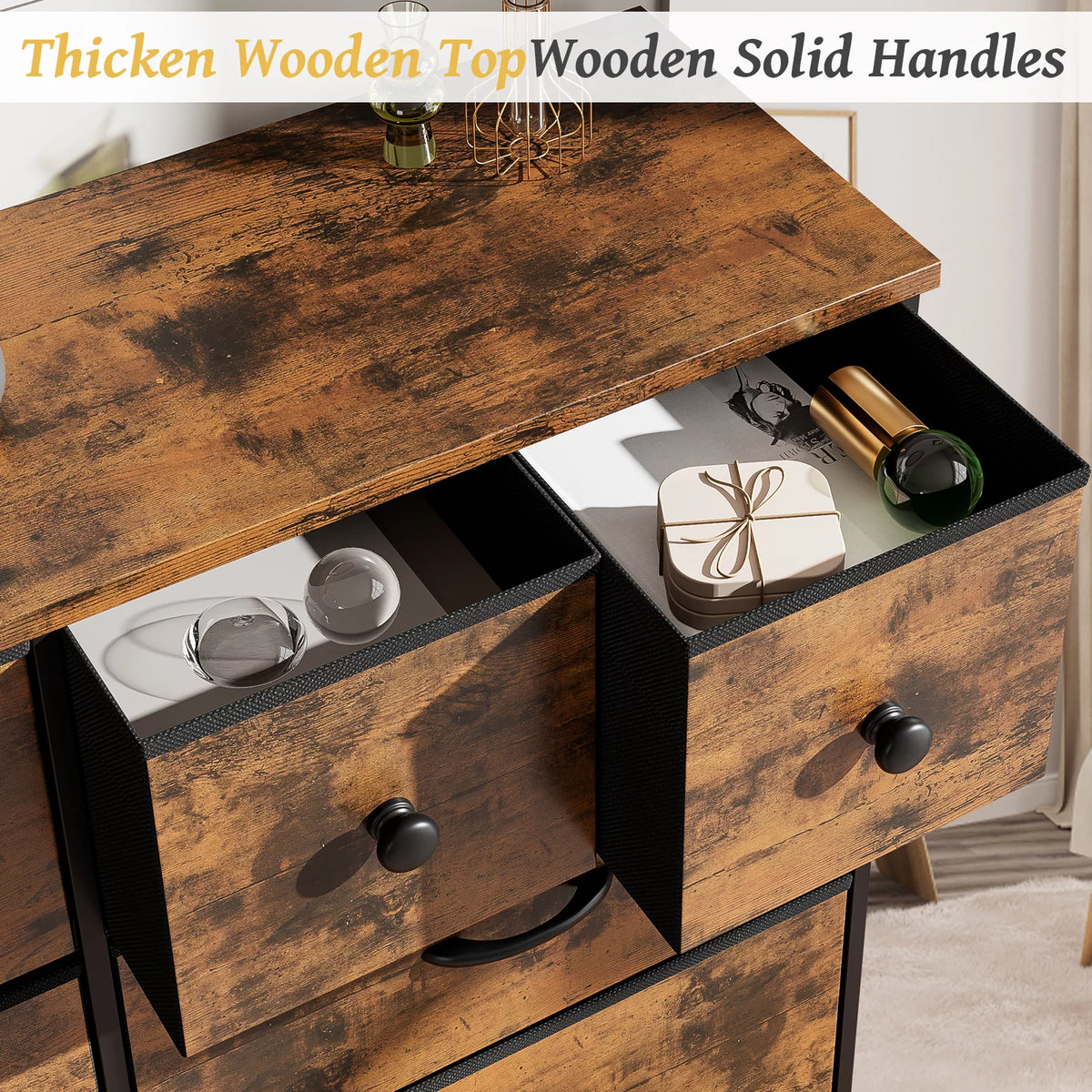 10 Drawer Tall Dresser with Wooden Top O2700