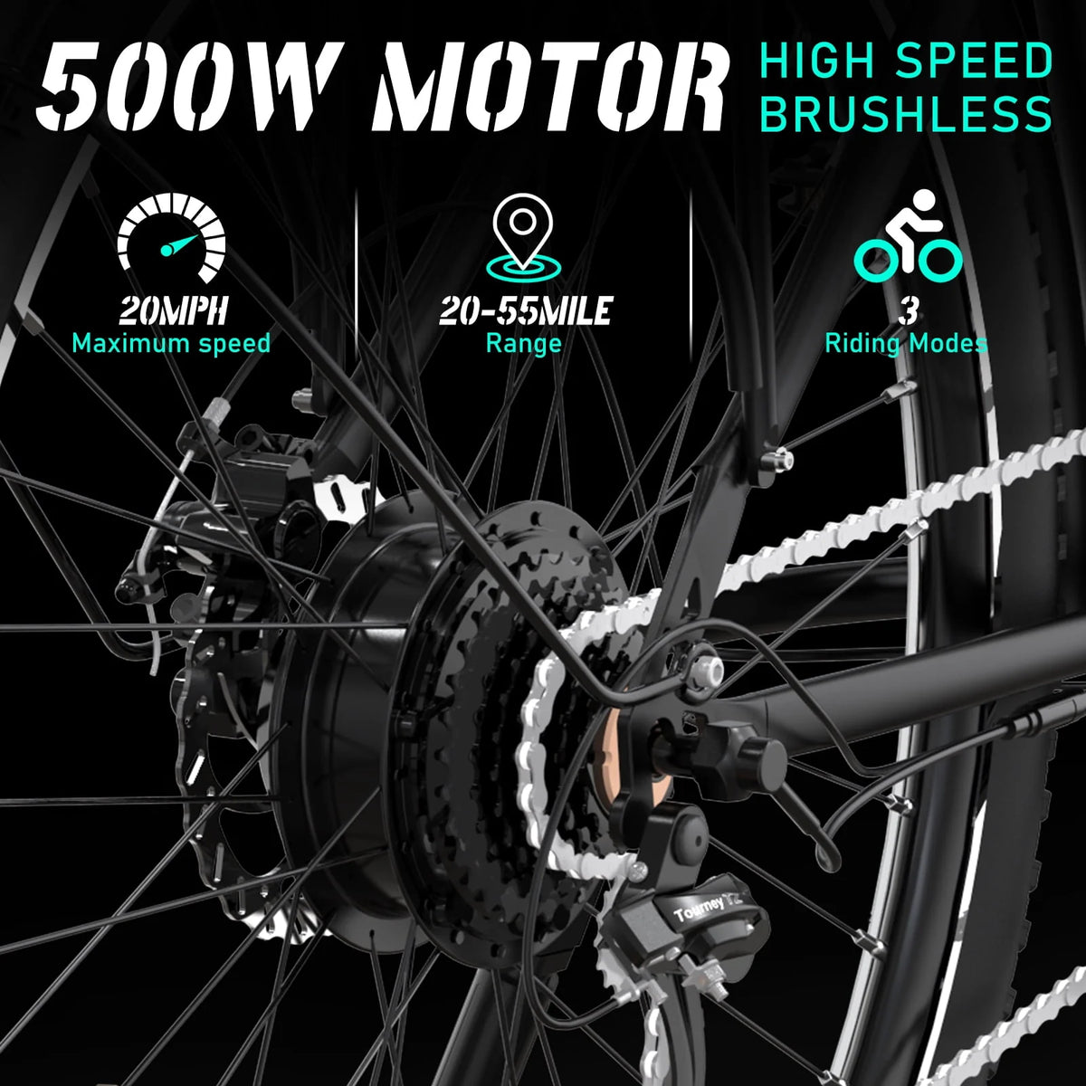500W Electric Bike 36V 12Ah 7 Speeds H4429