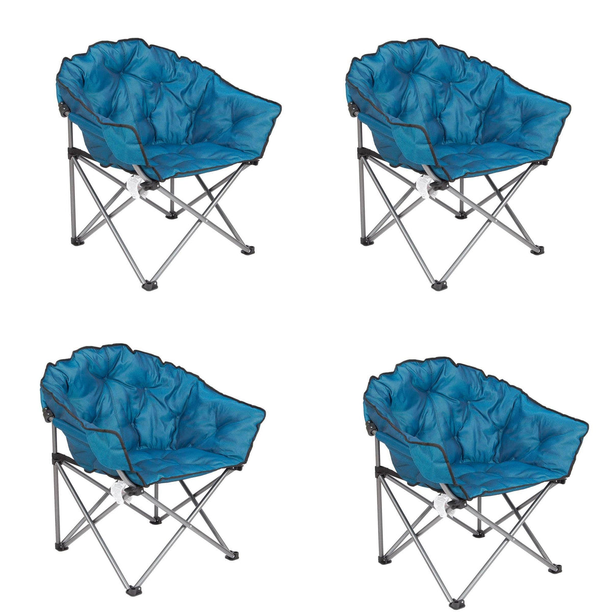Blue/Black 4 Pack Folding Padded Outdoor Club Chair with Carry Bag E2828