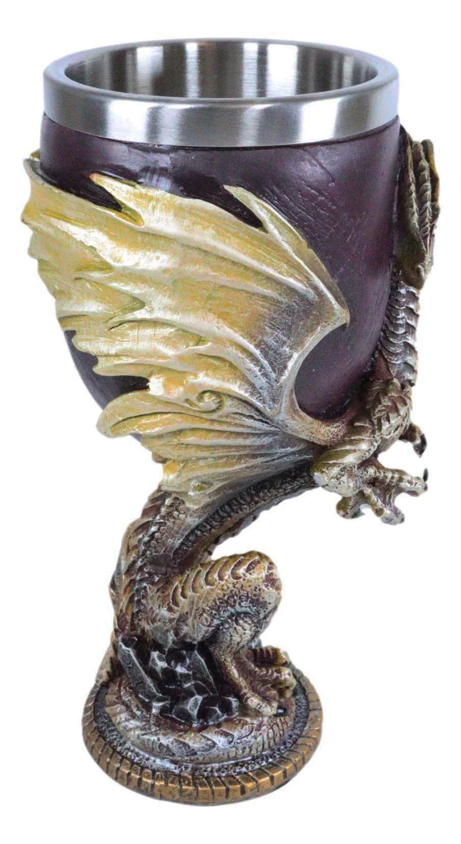 Maroon And Gold Dragon Wine Goblet 5oz H76501