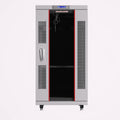 18U Locking Server Rack Cabinet with Casters, Shelf, Cooling Fan, Thermostat, PDU, Light Grey T7100