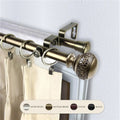 Antique Brass Double Curtain Rod with Extension F2751