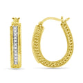 Yellow Gold Plated Sterling Silver Diamond Hoop Earrings P68288