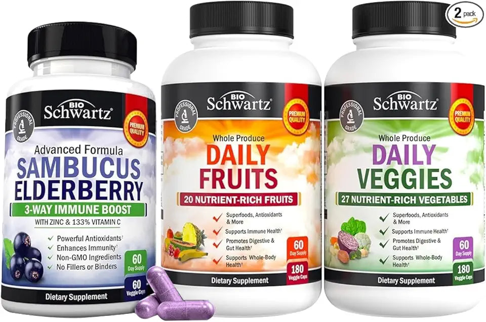 Daily Fruits and Veggies Supplement with Elderberry Zinc Vitamin C O91845