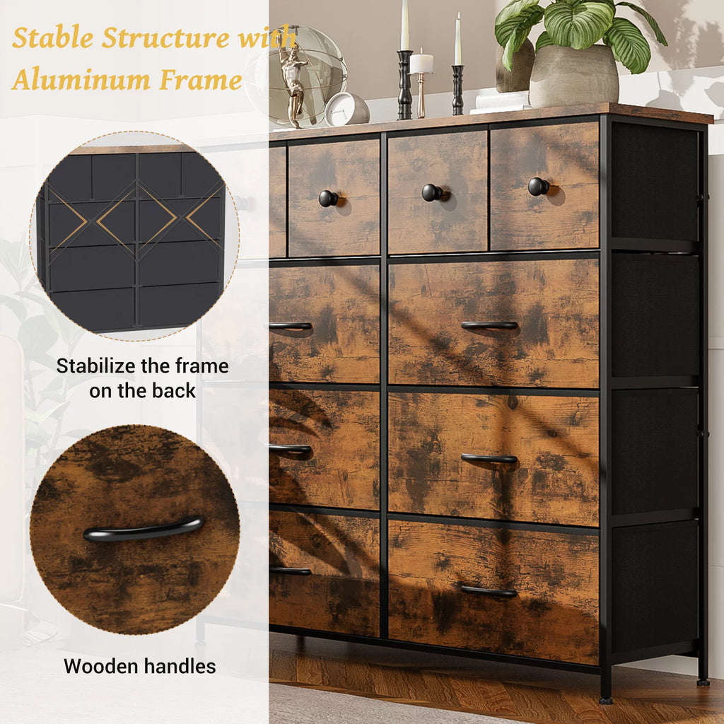 10 Drawer Tall Dresser with Wooden Top O2700